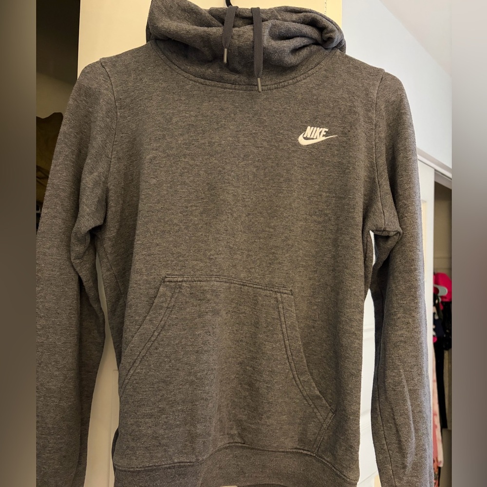 Nike Gray Pullover Hoodie with White Swoosh